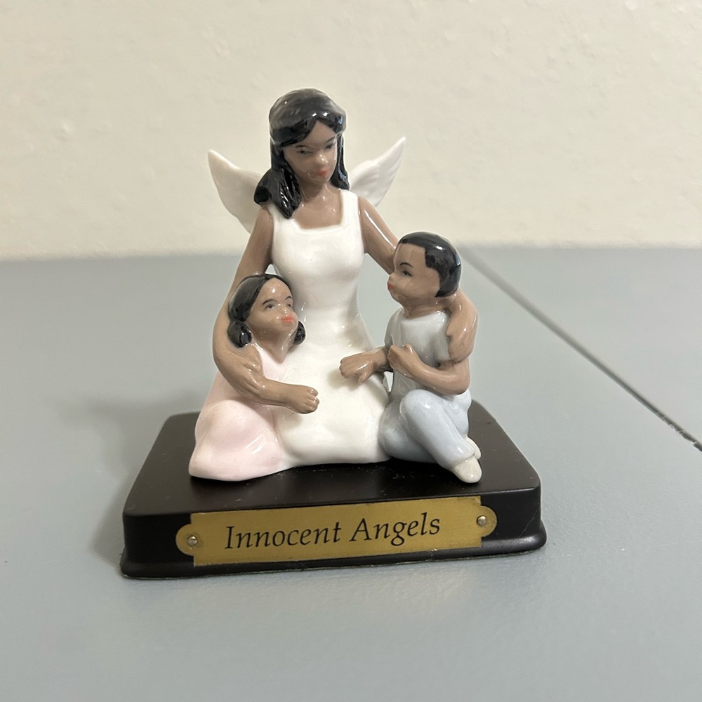 Angel Mother with Angel biracial Children Family porcelain beautiful hi gloss